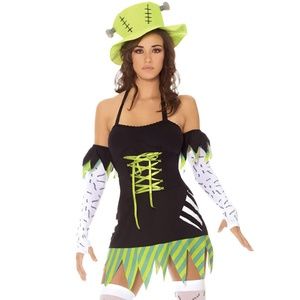 Frankenstein Monster Costume Dress Hat and Thigh Highs